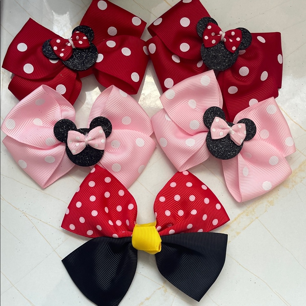Disney inspired Polka Dot Bow Set with Mouse Ears